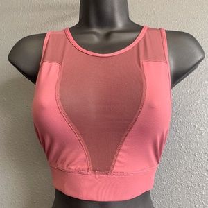 Rose pink sports bra.